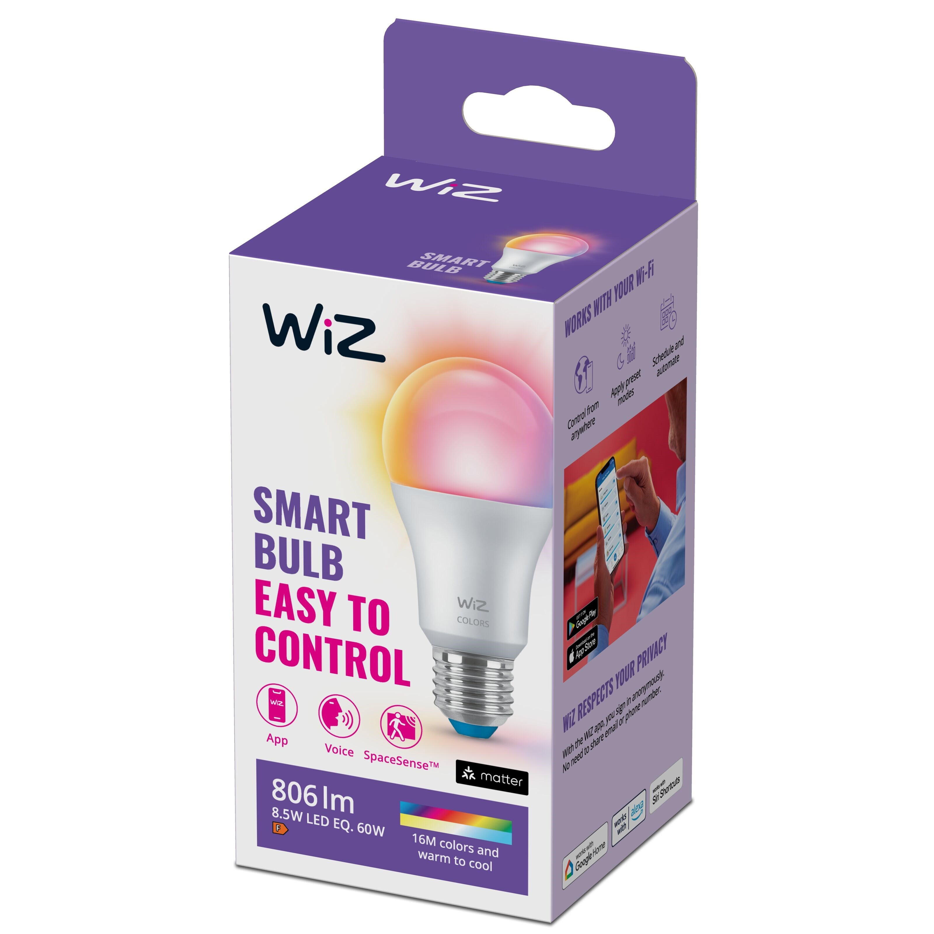 WiZ Color A60 Smart LED-pære E27 806 lm