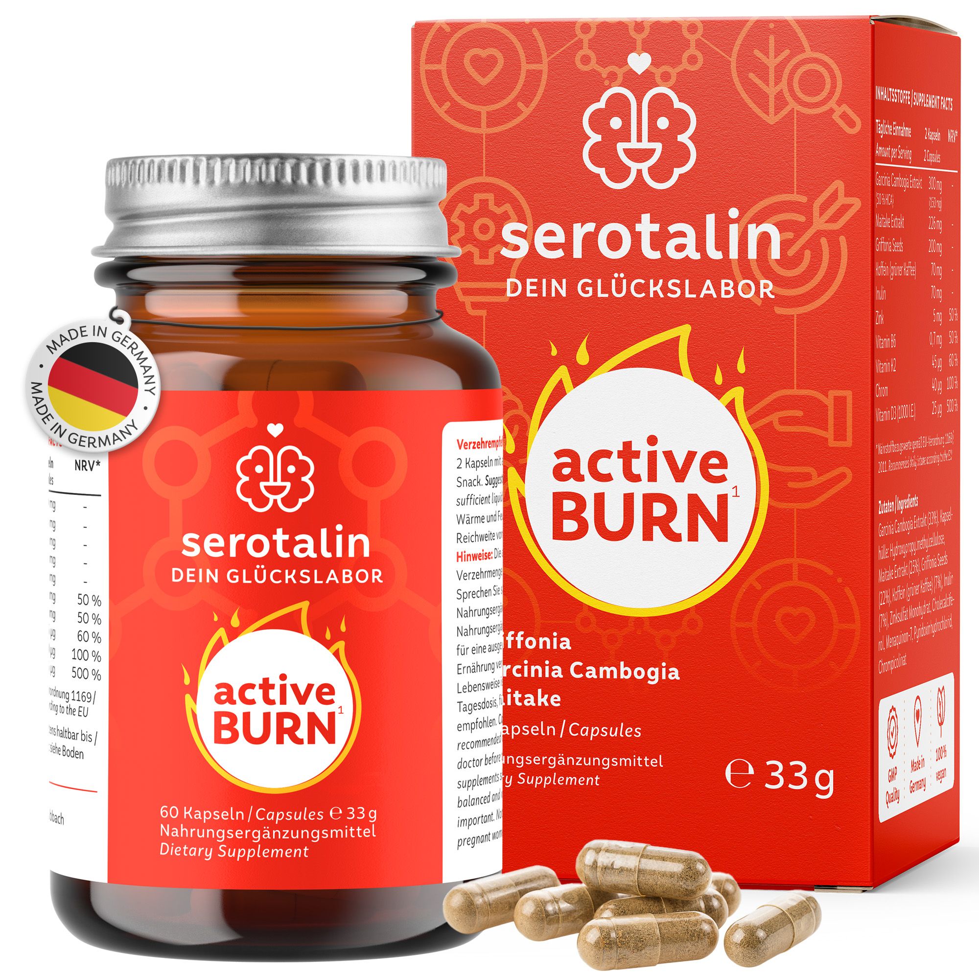 serotalin® ACTIVE BURN 60 STOFFWECHSEL KAPSELN mit Chrom, Zink, Koffein