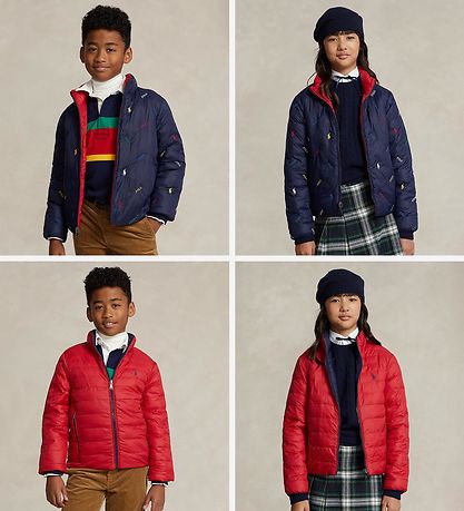 Polo Ralph Lauren Steppjacke - Umkehrbar - Rot/Navy m. Logos