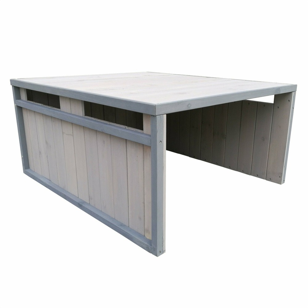 Garage robot tondeuse toit en pente bois massif abri 80 cm gris