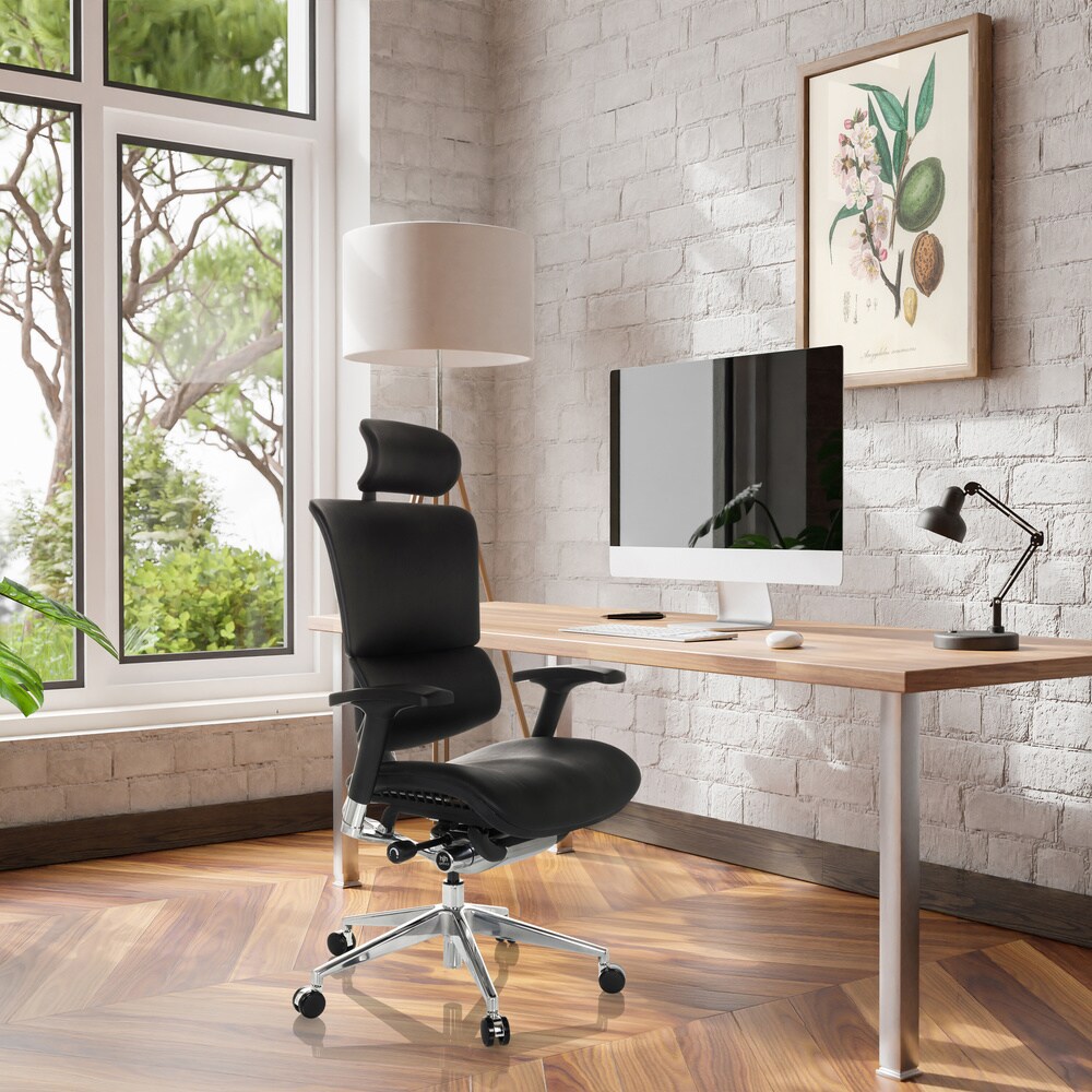 Luxus Chefsessel ERGO-U2 L Leder mit Armlehnen (höhenverstellbar) hjh OFFICE