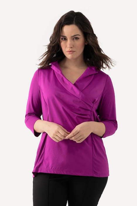Shirt, Taft-Kragen, Classic, V-Ausschnitt, 3/4-Arm