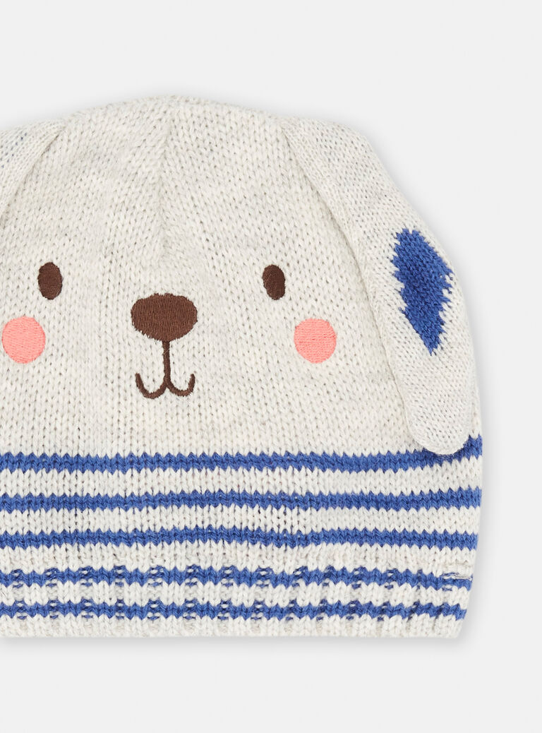 Bonnet gris chiné lapin pour bébé garçon