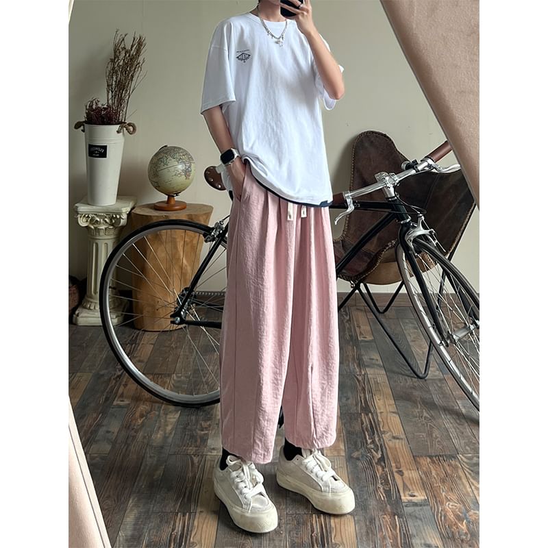Posive - Mid Rise Plain Cropped Loose Fit Broek