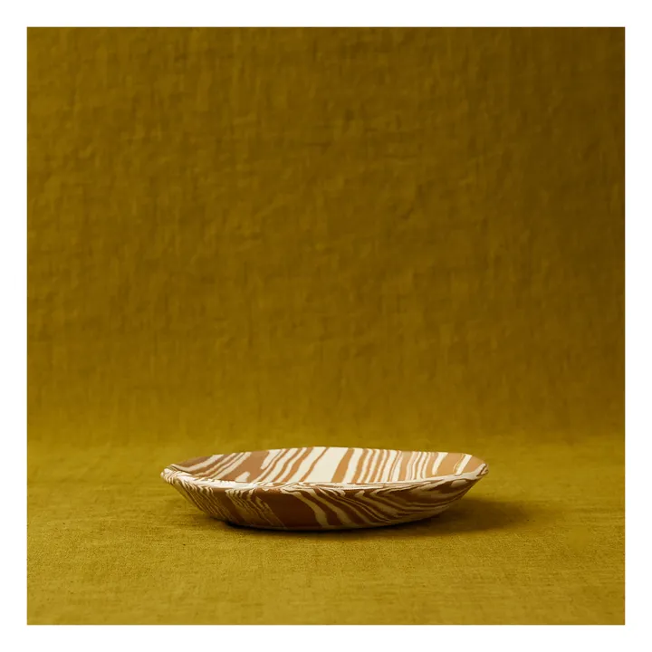 Franca Atelier Assiette creuse en terre mélée | Marbré brun