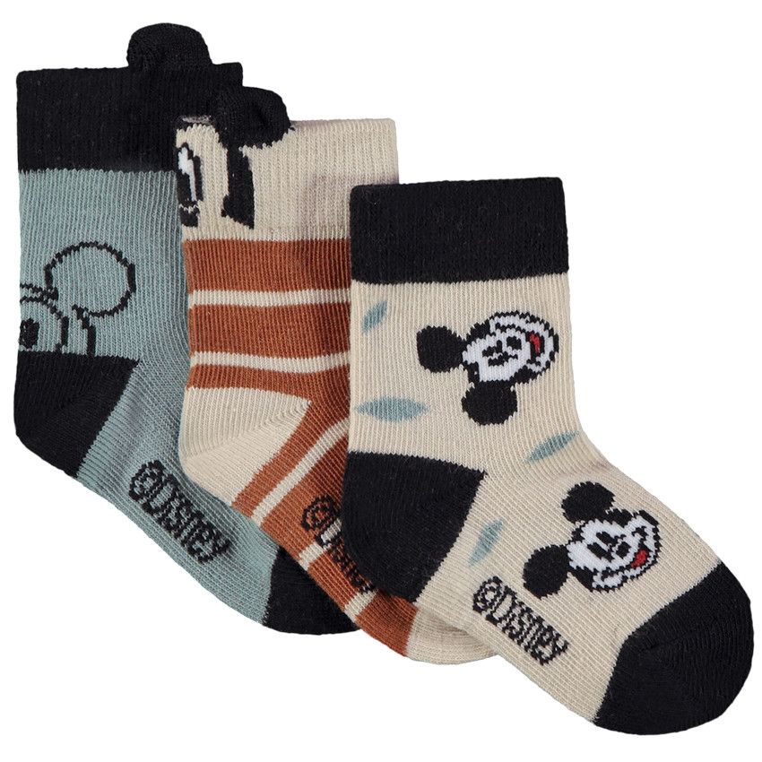 Lot de 3 paires de chaussettes Mickey Disney pour bébé garçon - Ecru
