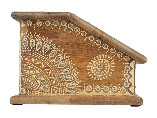 Coffret à bijoux en bois peint artisanal marron 24x20x12,5h