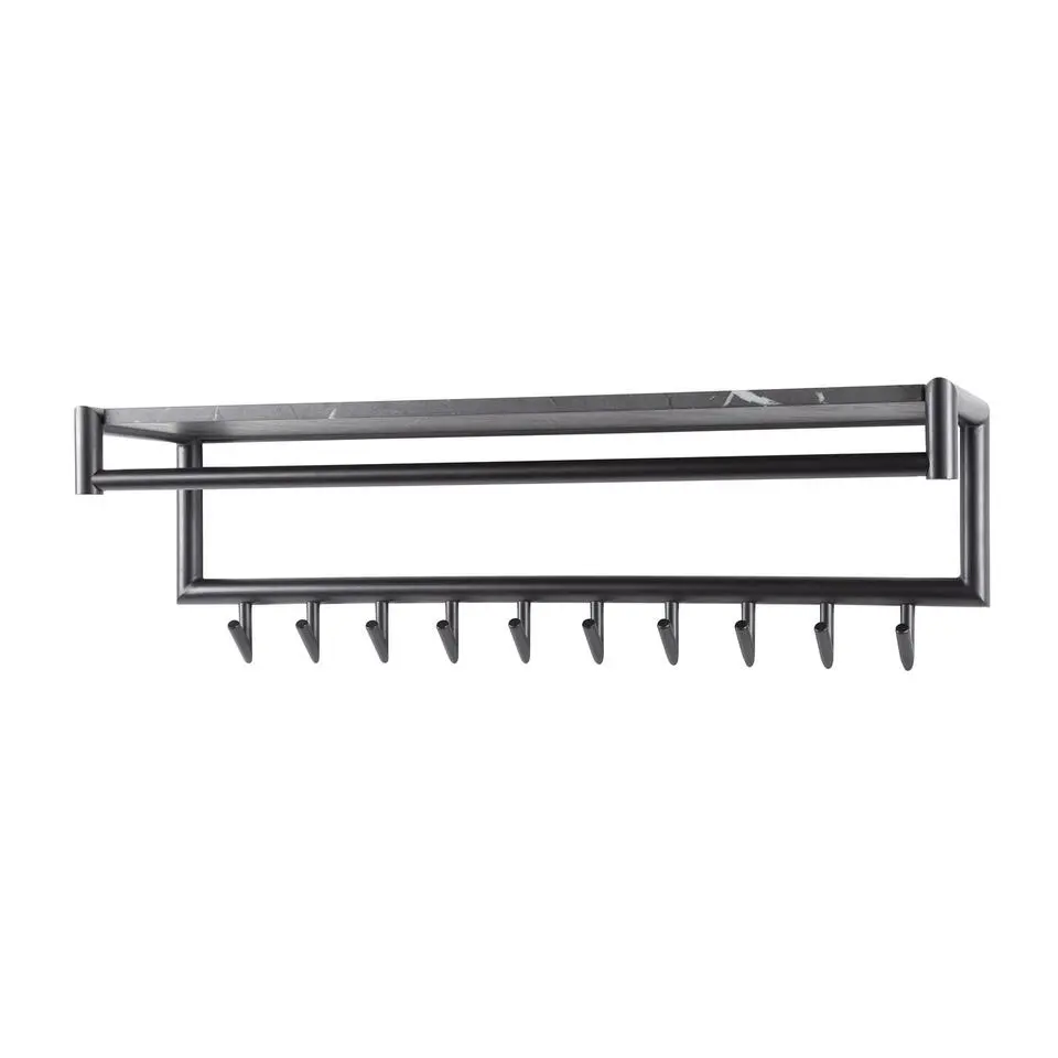 Kapstok Zwart Metaal - 10-Haaks - 100x27x30cm - Roede