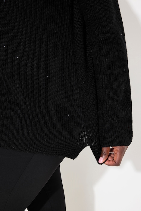Pullover, Wollmix, Ziersteine, Stehkragen, Langarm