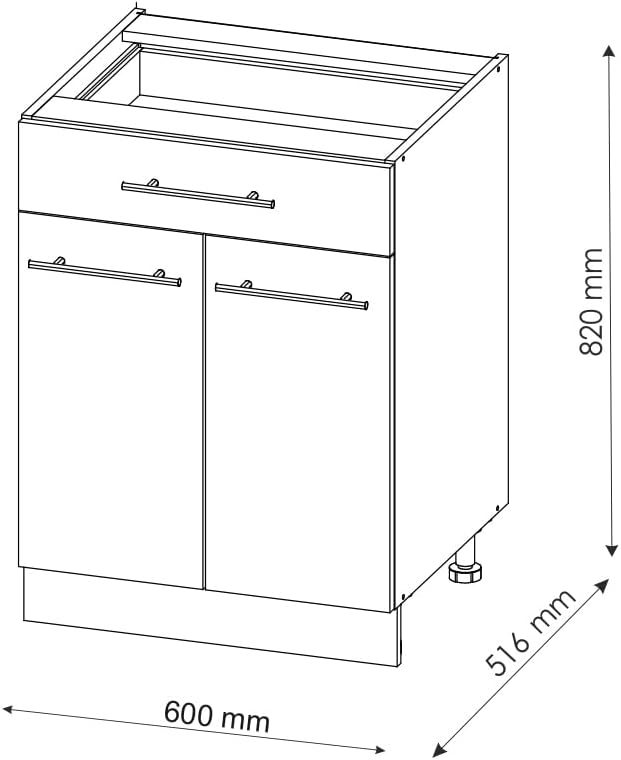 Vicco Küchenunterschrank Fame-Line, Goldkraft Eiche/Weiß, 60 cm mit Schublade, ohne Arbeitsplatte