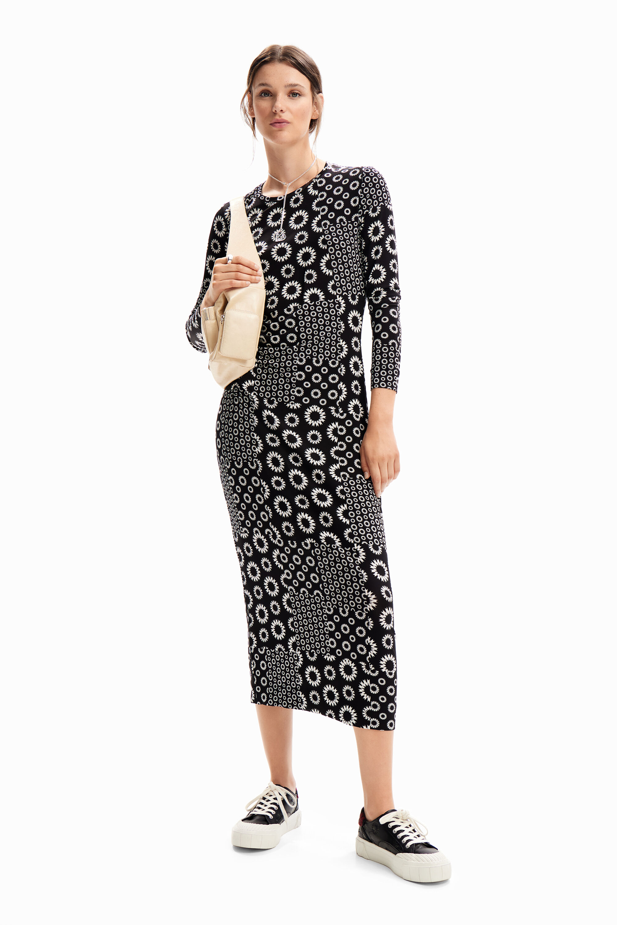 Robe midi ajustée patchwork