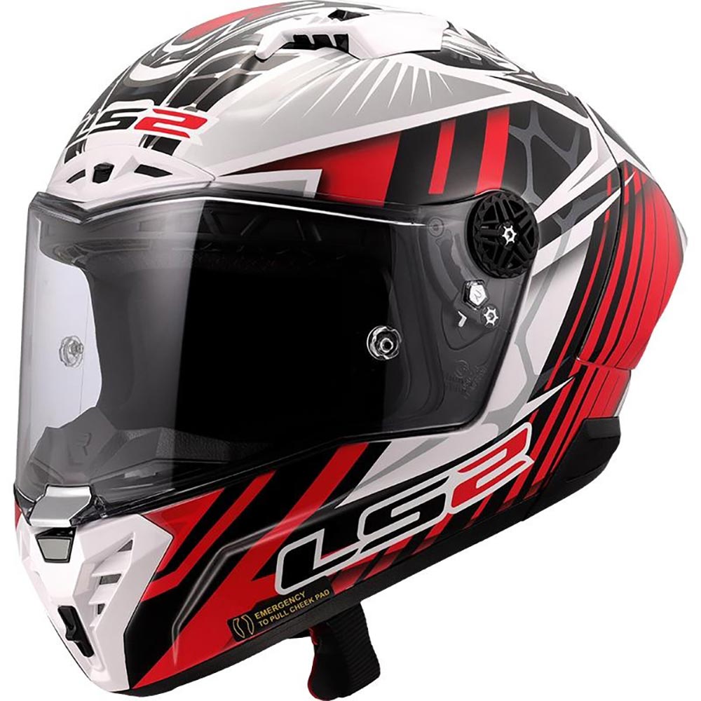LS2 - Casque FF805 Thunder GP Aero Perolari Replica Blanc / Rouge / Carbone / Brillant