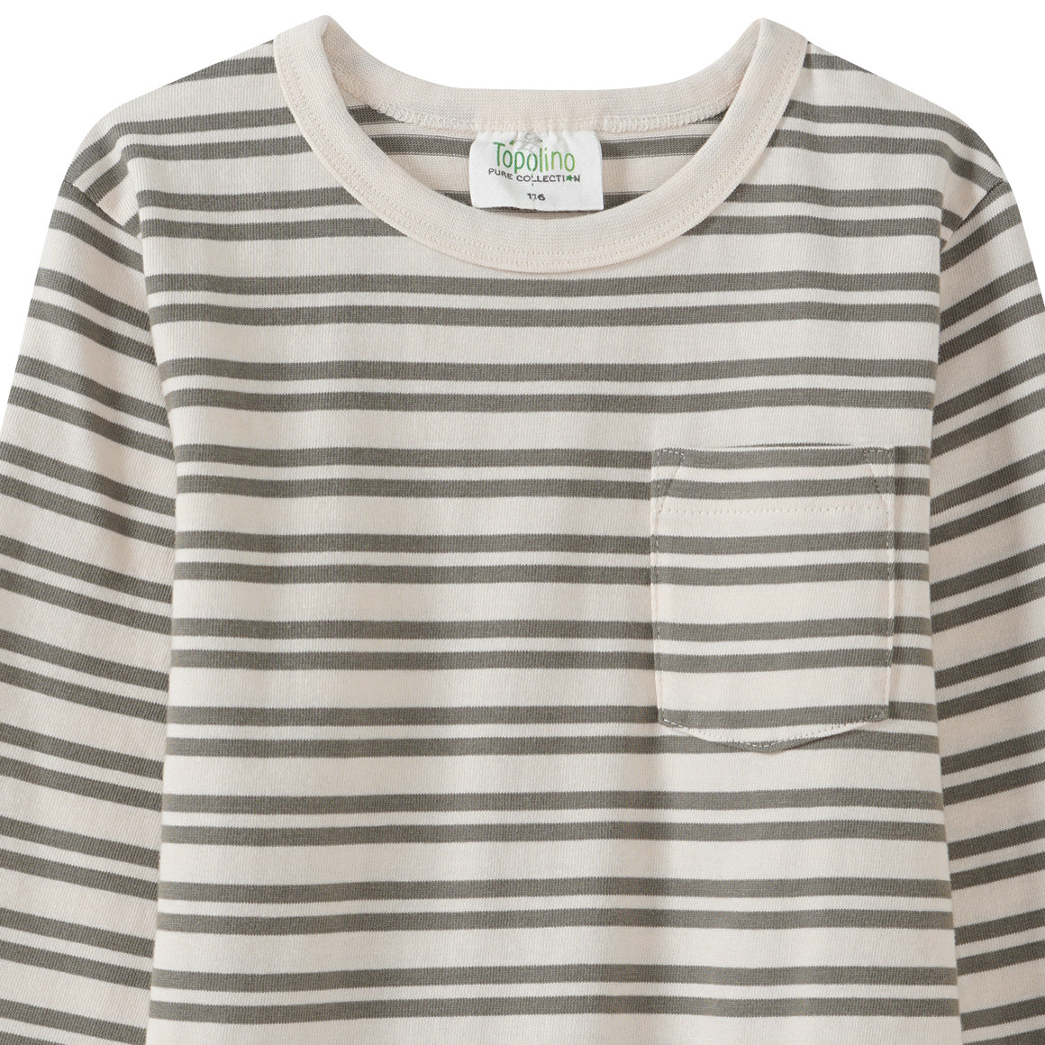 Topolino Pure Collection Jungen Langarmshirt mit Streifen oliv / cremeweiss