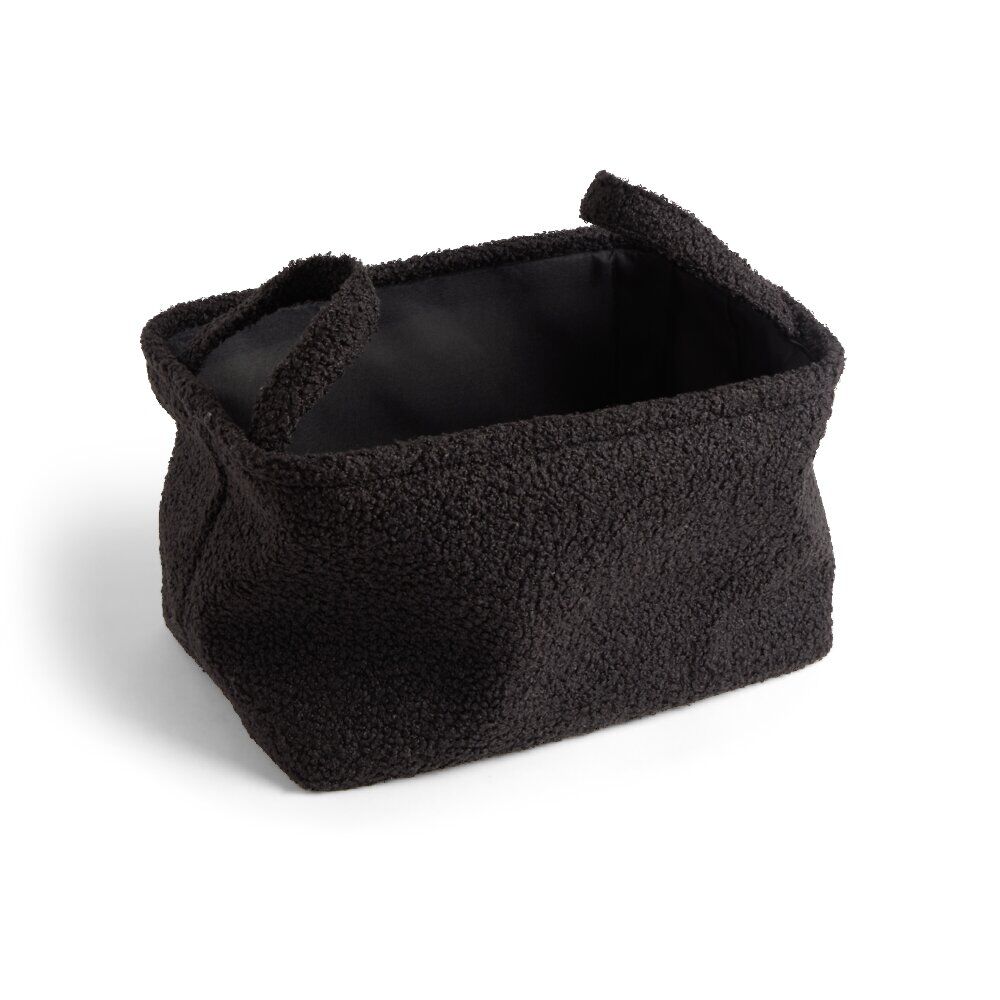 Panière laine bouclée noire 32x22xH18cm