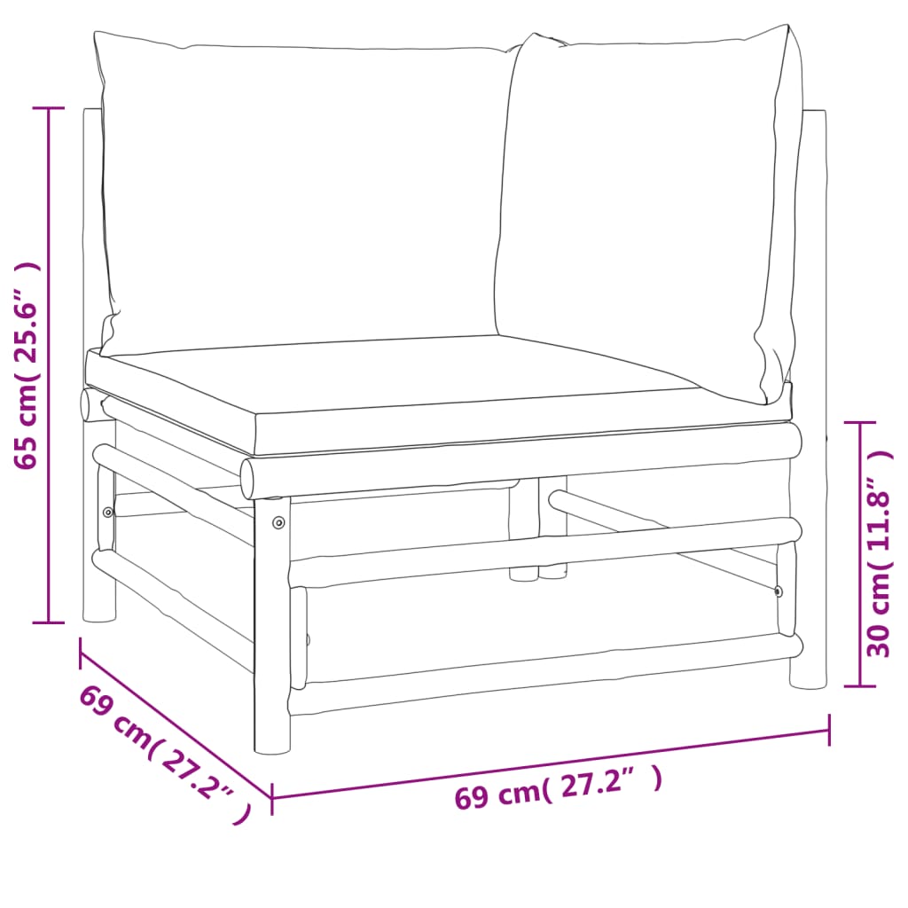 Salon de jardin meuble d'extérieur ensemble de mobilier 12 pièces avec coussins vert bambou