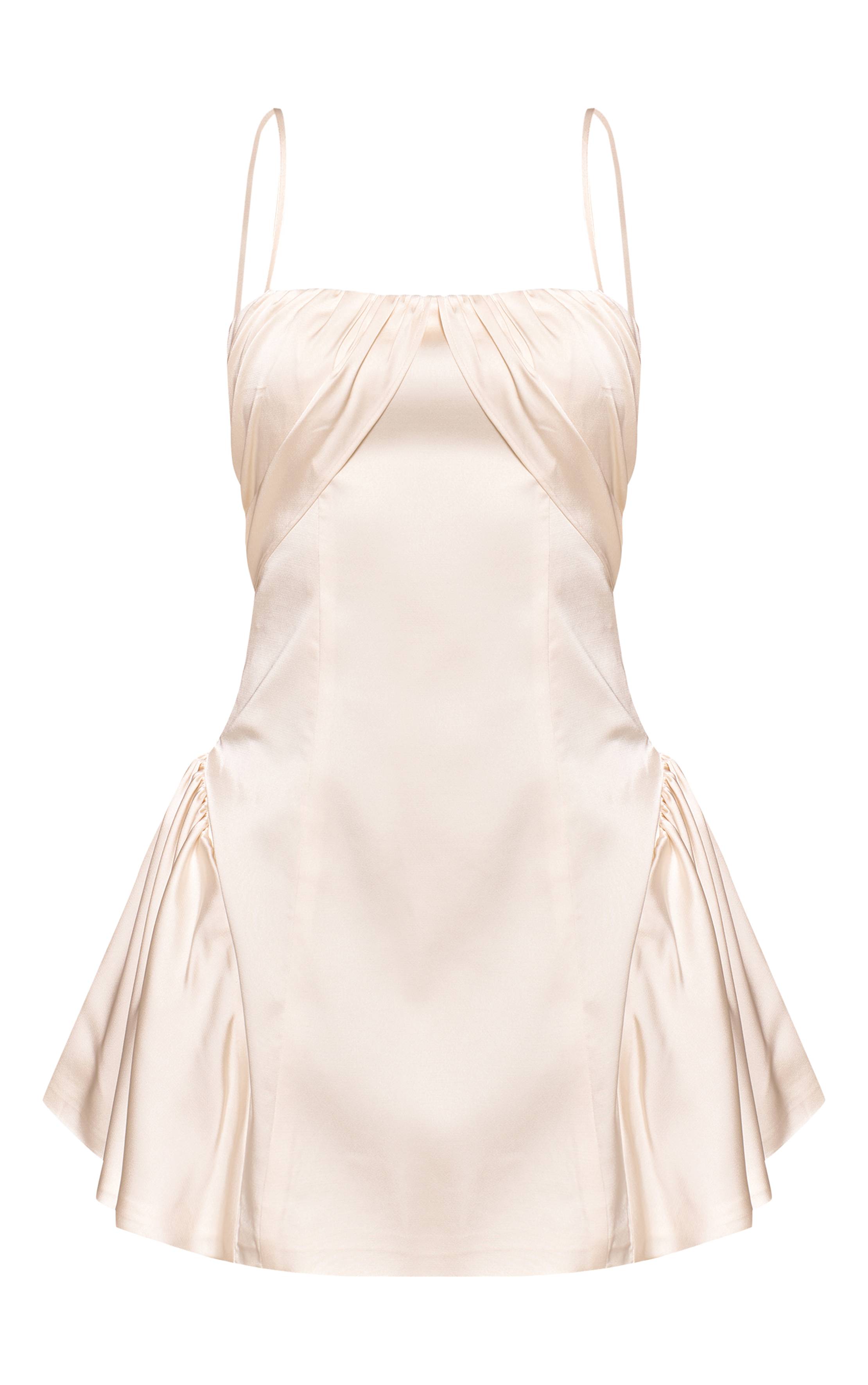 Crème Mini Robe Droite En Satin