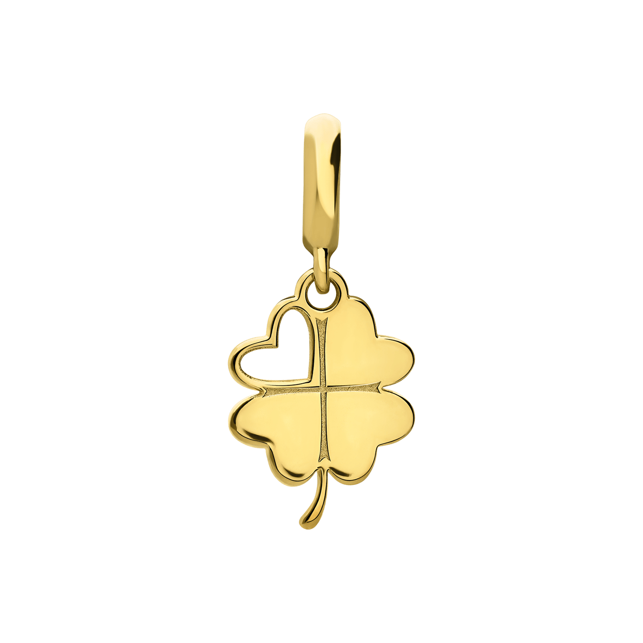 Zilveren goldplated bedel klaver