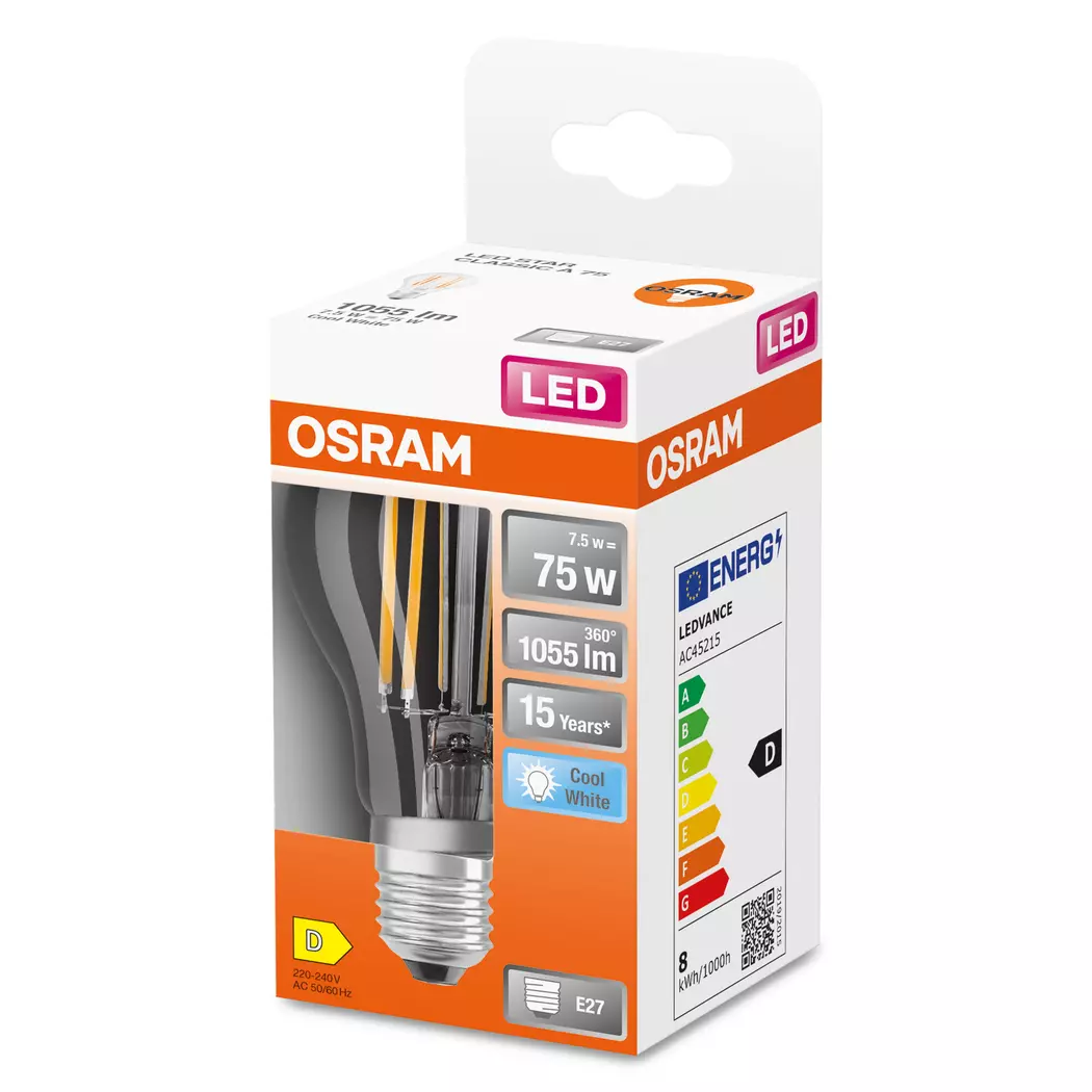 LED-Birne E27/7,5 Watt/Energie D
