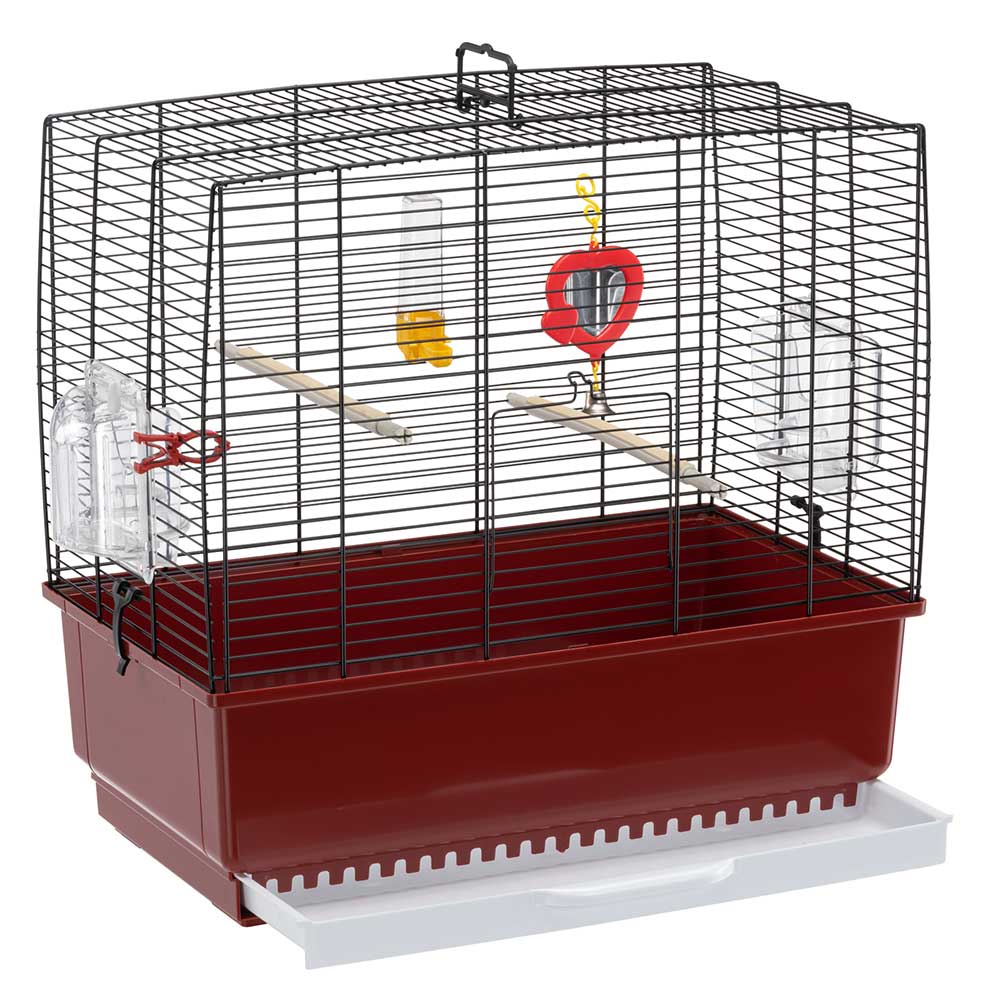 Ferplast cage rectangulaire pour oiseaux exotiques et canaris rekord 3, livrée avec accessoires et mangeoire tournante, métal