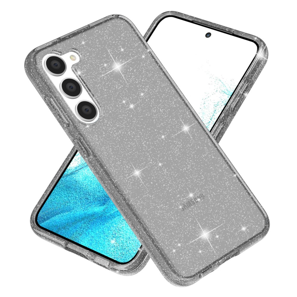 Samsung Galaxy S23 5G Hybrid Hardcase Schutzhülle im Glitzer Design - Grau / Transparent