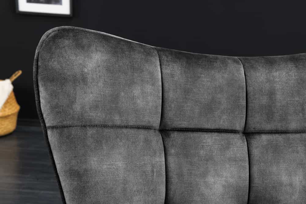 Moderner Sessel SCANDINAVIA grau Samt schwarze Metallbeine mit Armlehnen