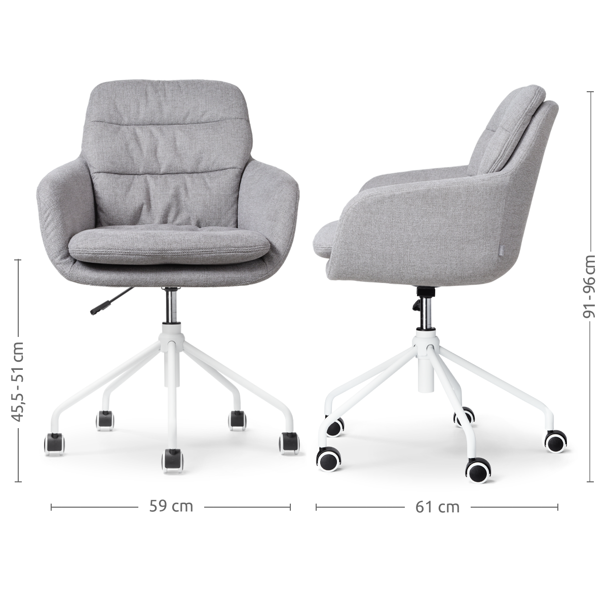 Nolon Nout-Mia Bureaustoelen Set van 2 - Grijs - Wit Onderstel