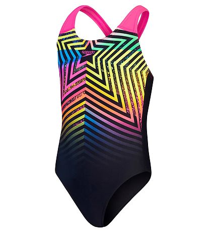 Speedo Bådedragt - Girls Digital Placement Splashback - Sort/Pin