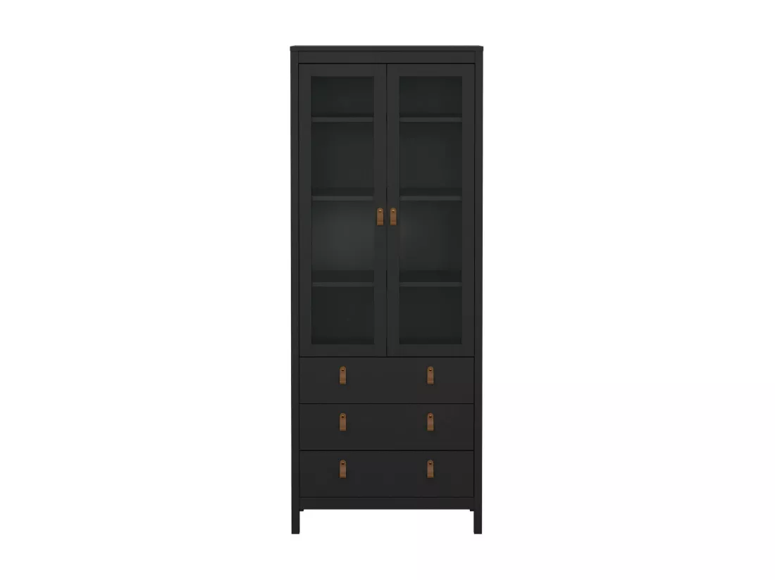 Vitrine Dvecch, Buffet d'exposition, Vitrine polyvalente, Buffet de salon, 78x33 h199 cm, Noir