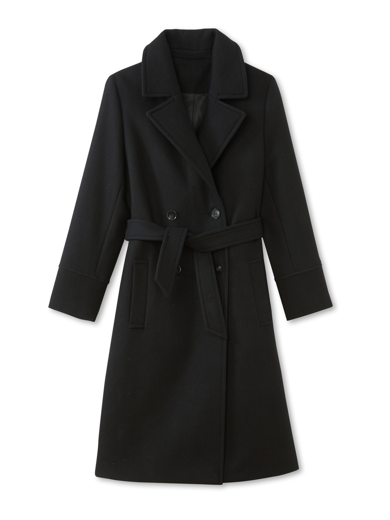 Manteau croisé long 50% laine