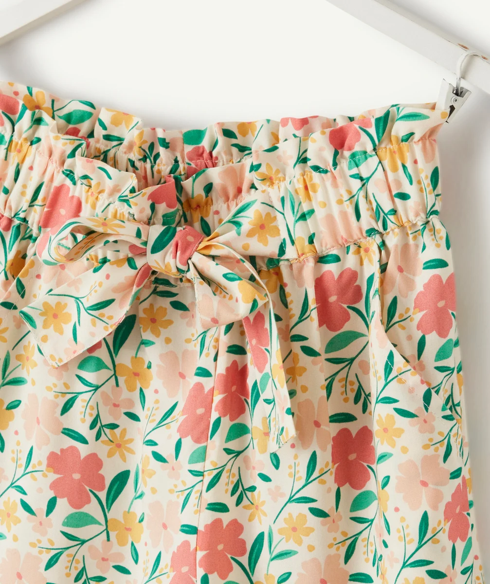 pantalon fluide fille en viscose responsable avec imprimé à fleurs