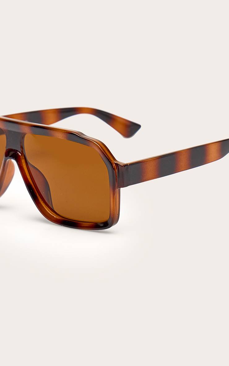 Tortoiseshell Lunettes De Soleil Aviateur Surdimensionnées Monture Marron Verres Teintés