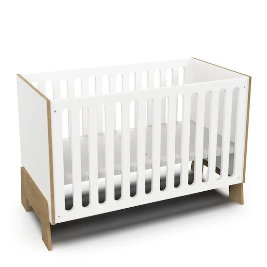 Albizia Lit bébé   Blanc / chêne        60 x 120 cm   de               CBA Meubles