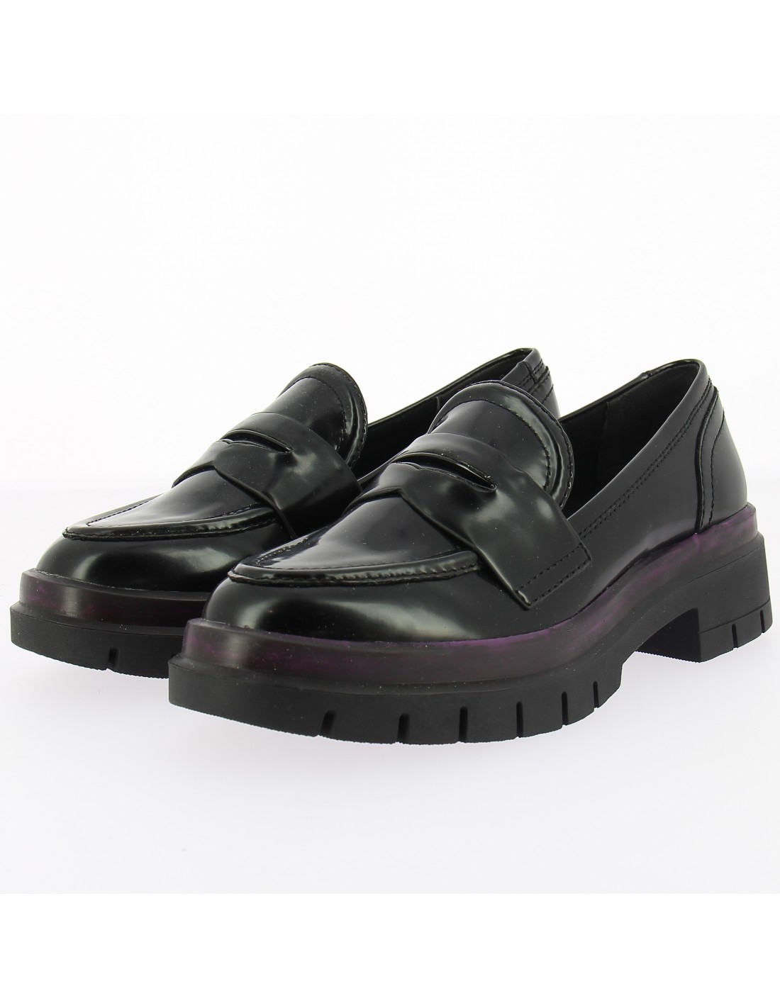 tamaris mocassin femme 24702-29 026 cuir noir