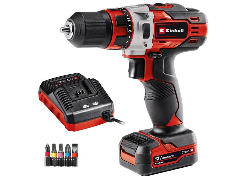 Einhell Akku-Bohrschrauber TE-CD 12/1 Li 2.0 Ah Kit Kompakter 12 Volt-Akku-Schrauber mit Lithium-Ionen-Technologie