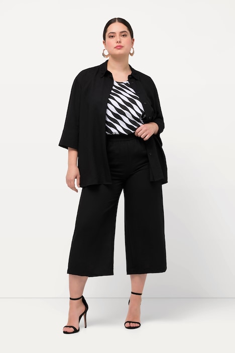 Culotte, wadenlang, weites Bein, Elastikbund