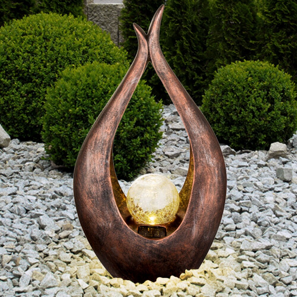 LED Solarleuchte Bronzefarben mit Glaskugel Höhe 50 cm
