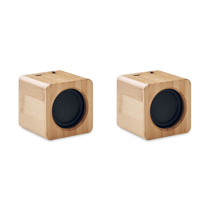 GiftRetail MO6389 - AUDIO SET 2 haut parleurs sans fil bambou