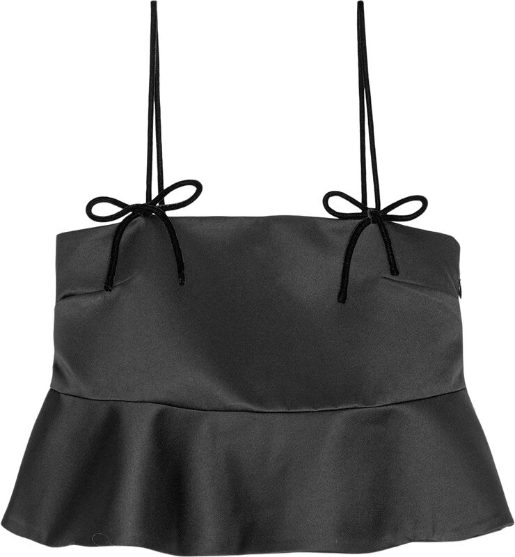Ganni Duchesse Satin Top Black