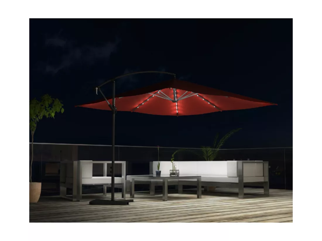 Parasol LED déporté carré 3x3m terracotta SOLENZARA BULLE