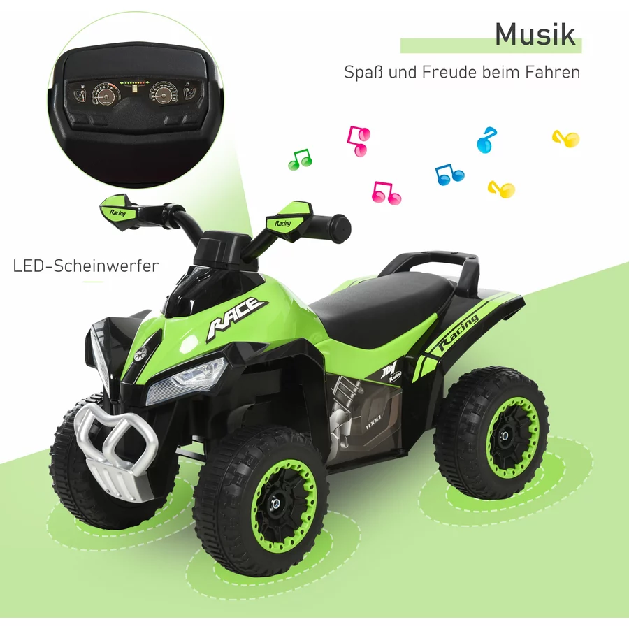 HOMCOM Rutscherfahrzeug mit Licht und Musik grün
