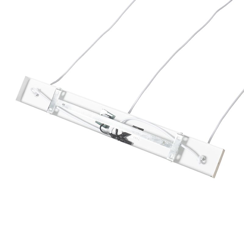 Oosterse hanglamp wit met rotan 3-lichts langwerpig - Akira