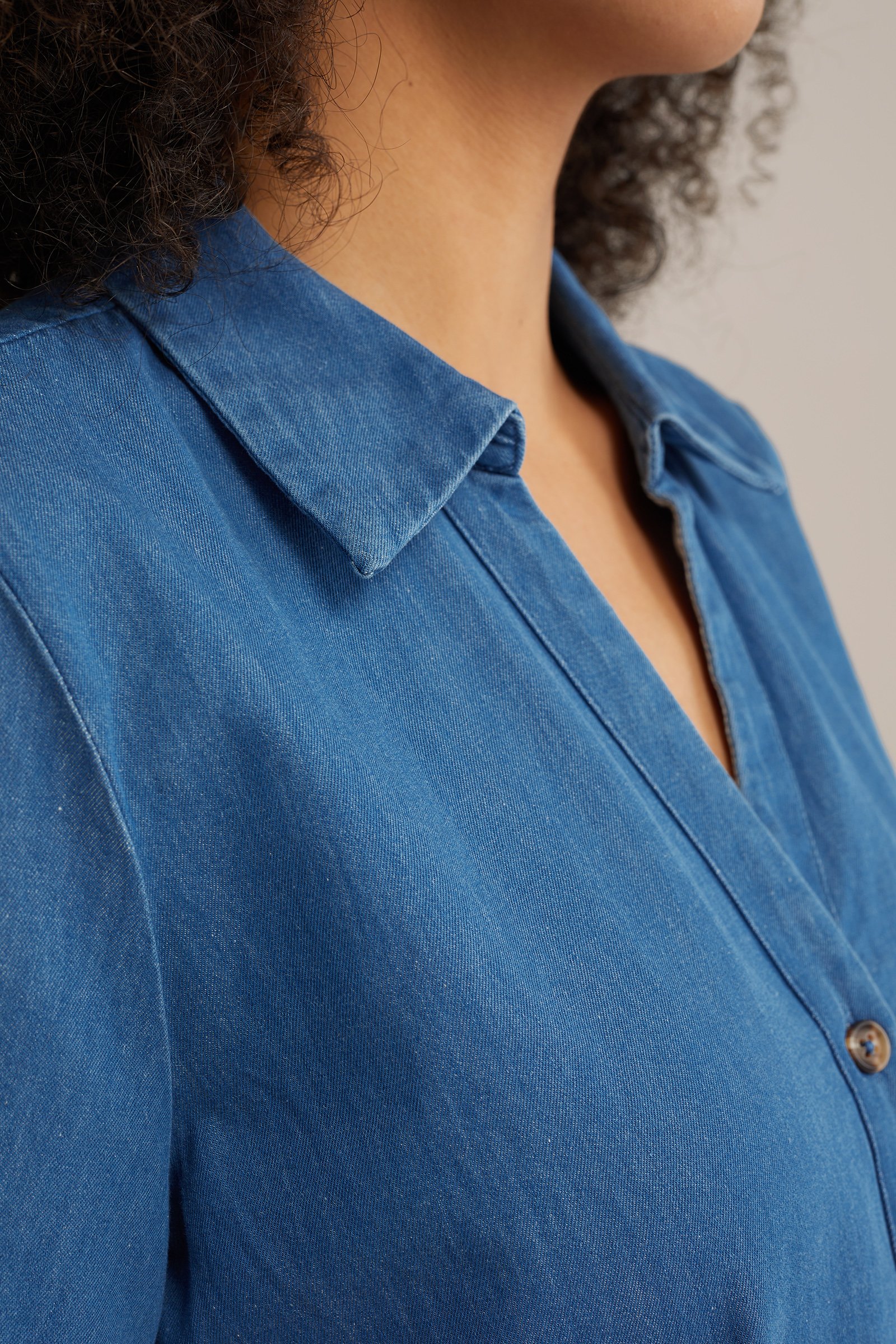 denim blouse WE Fashion Blauw