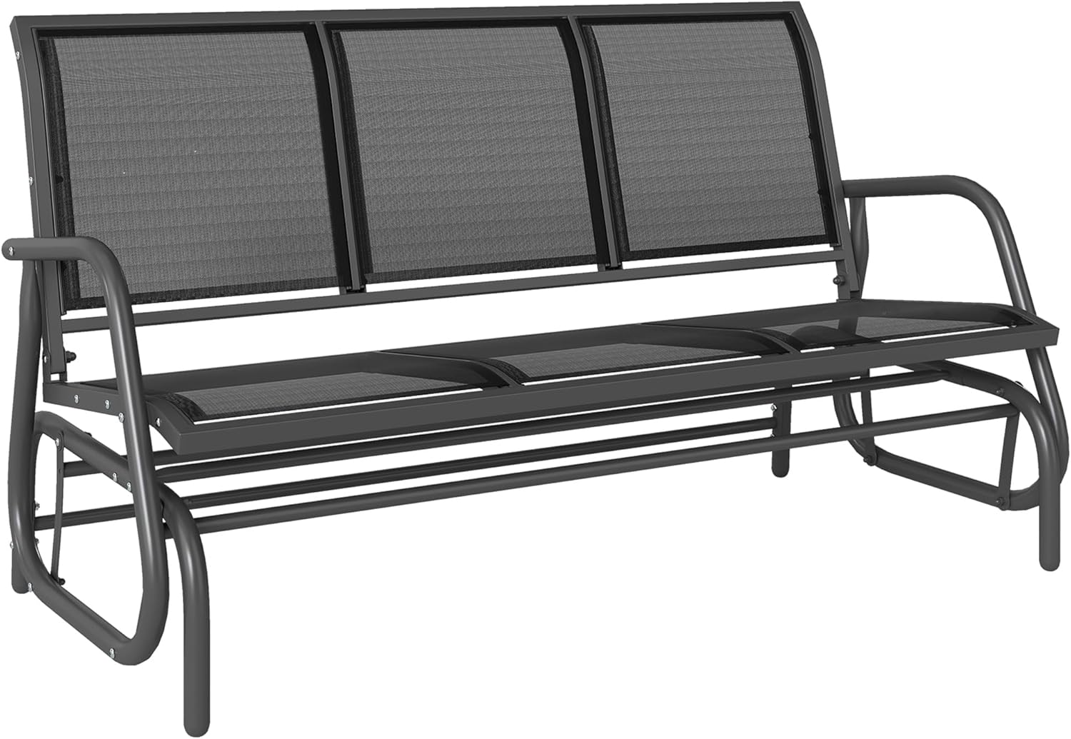 Outsunny 3-Sitzer Schaukelstuhl Gartenbank mit Schaukelmechanismus Gartenschaukel Sitzbank aus Metall Parkbank bis 300 kg belastbar Gartenmöbel für Garten, Terrasse, 147 x 70 x 85 cm Dunkelgrau