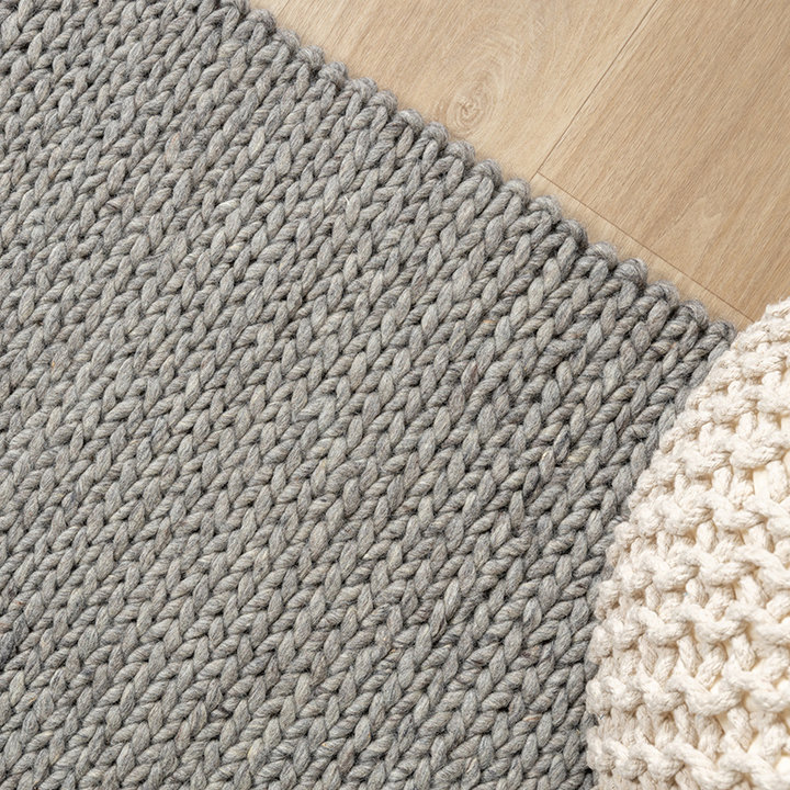 Wollen vloerkleed - Twist Grijs | Visgraat motief