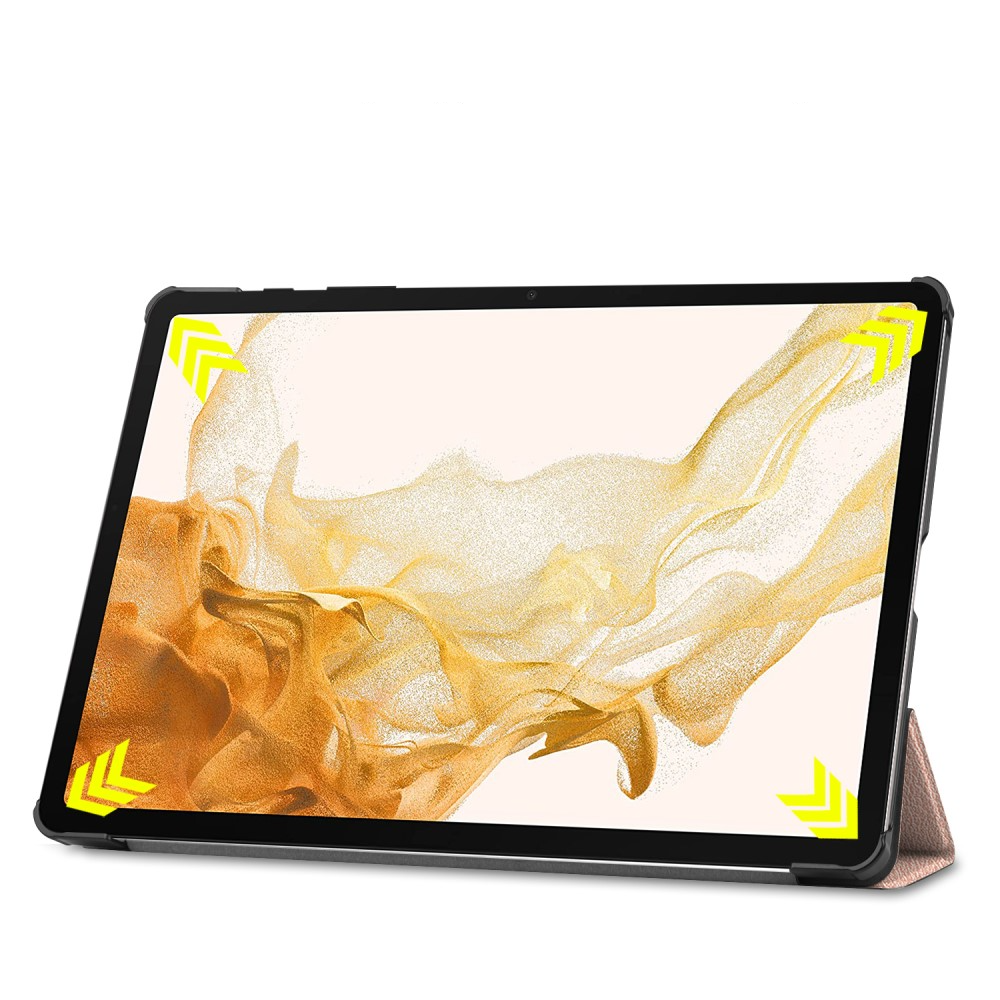 Samsung Galaxy Tab S10  Plus Flipcase Hülle Ledertasche mit Aufstellfunktion Litchi Look   S-Pen Halterung - Roségold