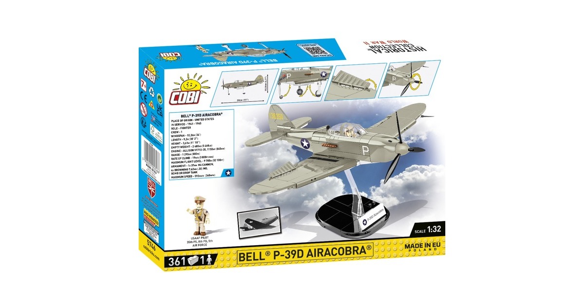 COBIHistorical Collection - Bell P-39D Airacobra Constructiespeelgoed  (Schaal 1:32)