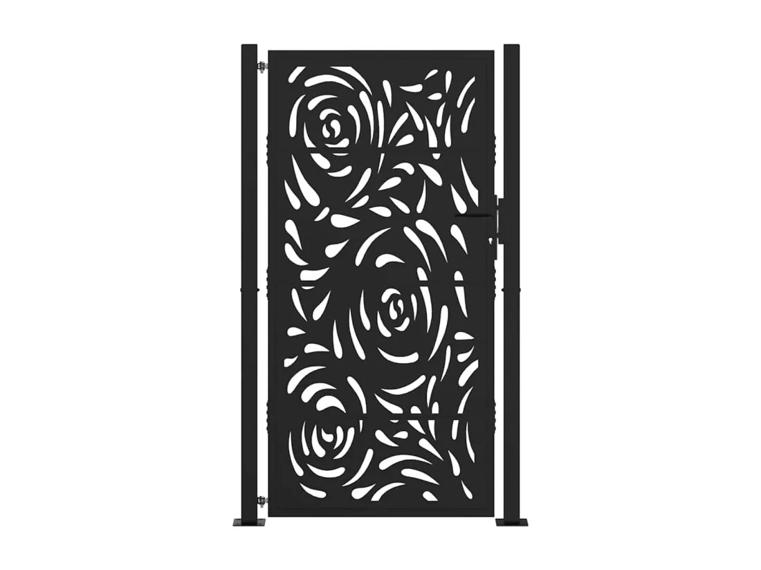 Portail de jardin noir 105x180 cm acier conception de flamme