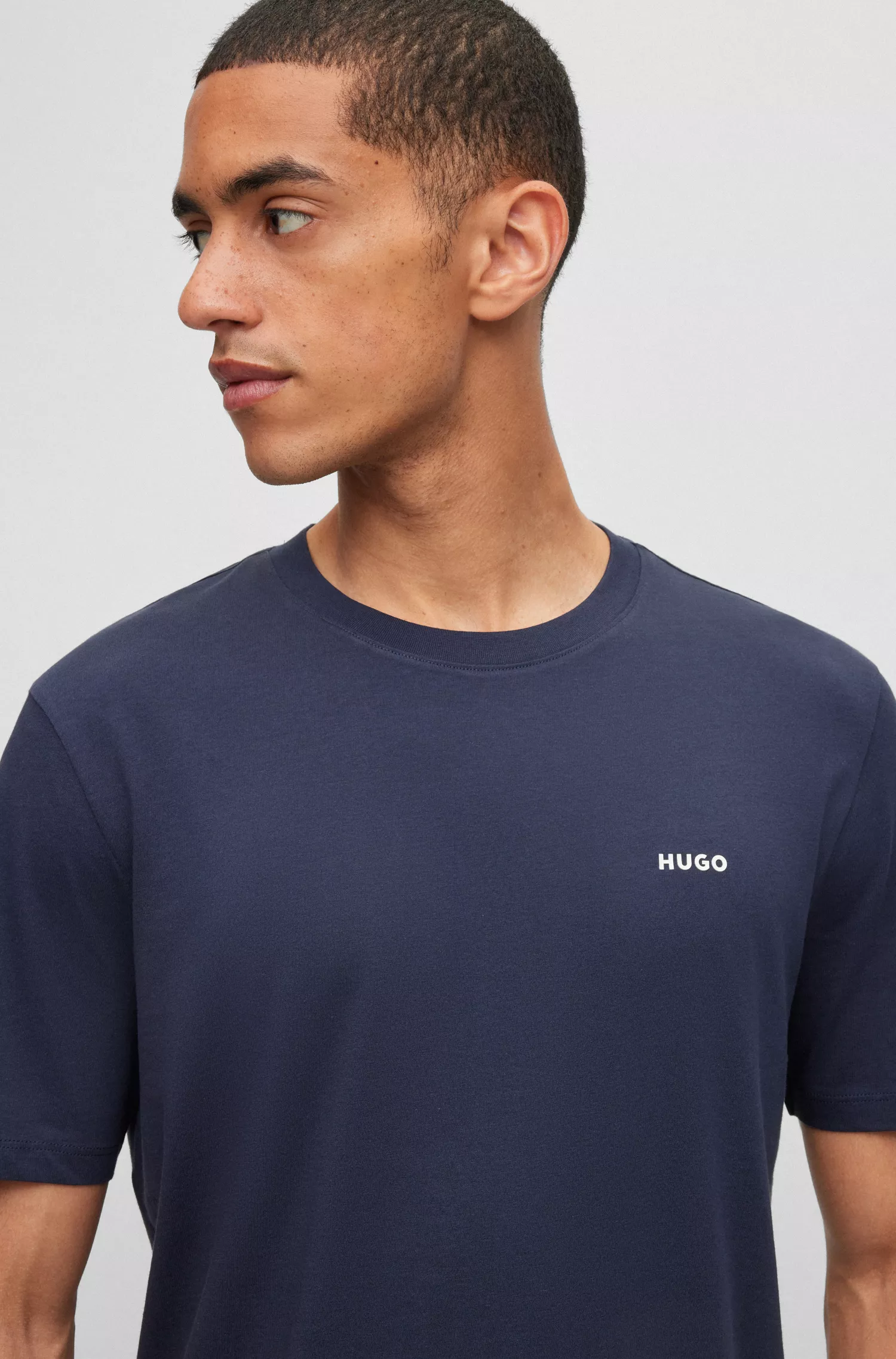 Camiseta HUGO vermelha em malha de algodão com estampa do logotipo