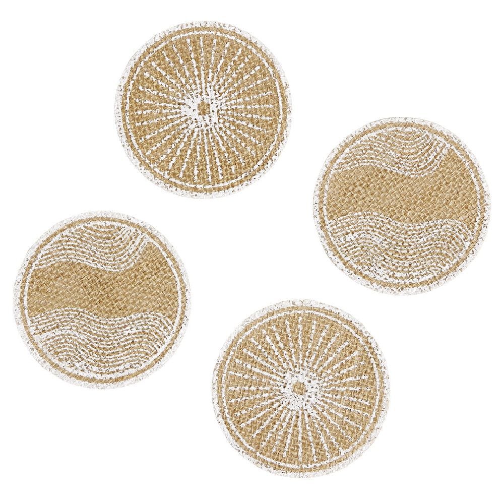 Dessous de verre jute naturel et blanc Ø8,5cm x4