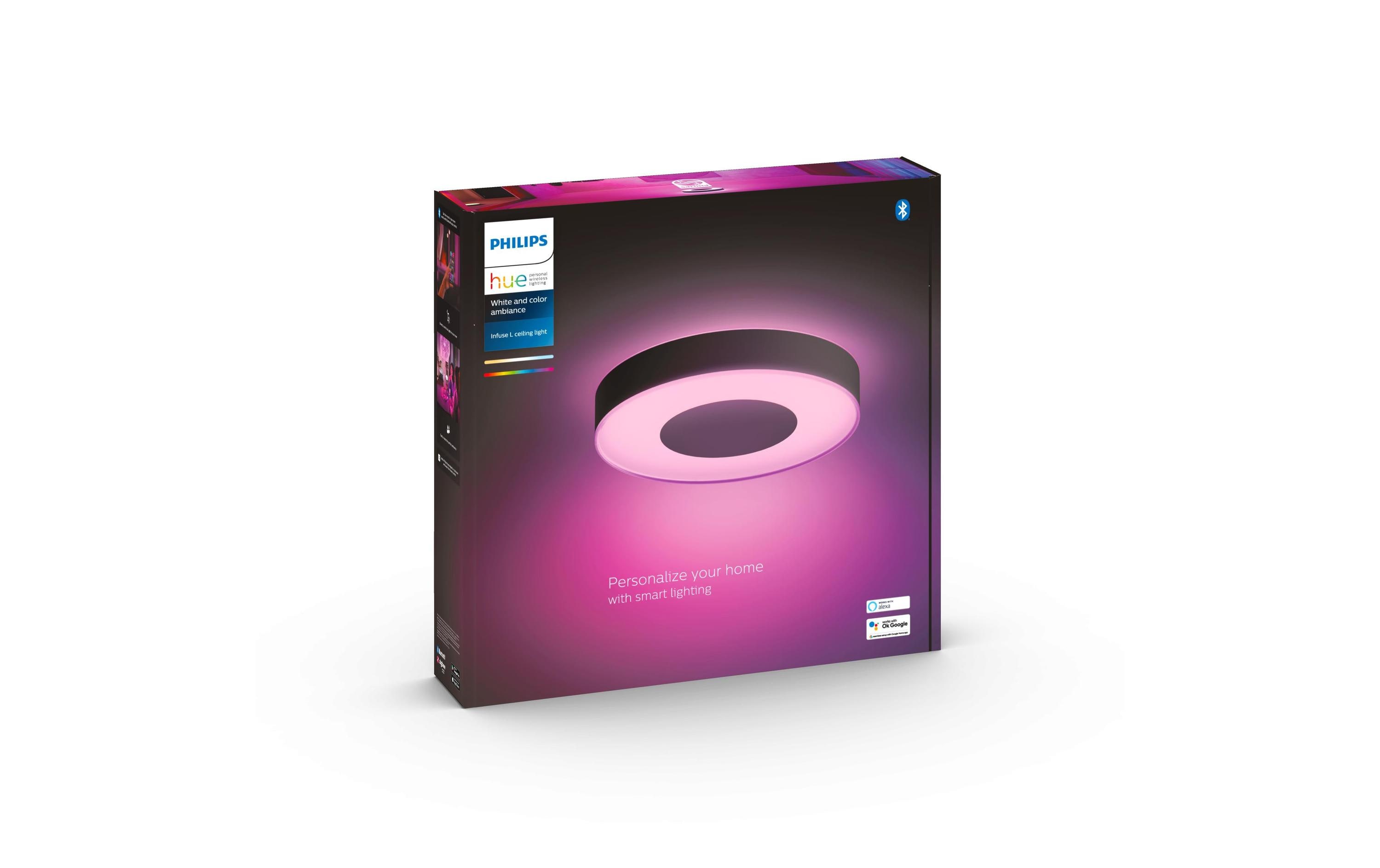 White & Col. Amb. Infuse Deckenleuchte L schwarz 3450 lm<br>Deckenlampe steuerbar mit Philips Hue